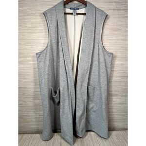 Signature Weekend Gray Sleeveless Open Front Long Vest Cardigan Sweater 3X